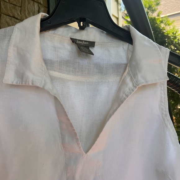 NEIMAN MARCUS LINEN WHITE SLEEVELESS TOP - Picture 7 of 13